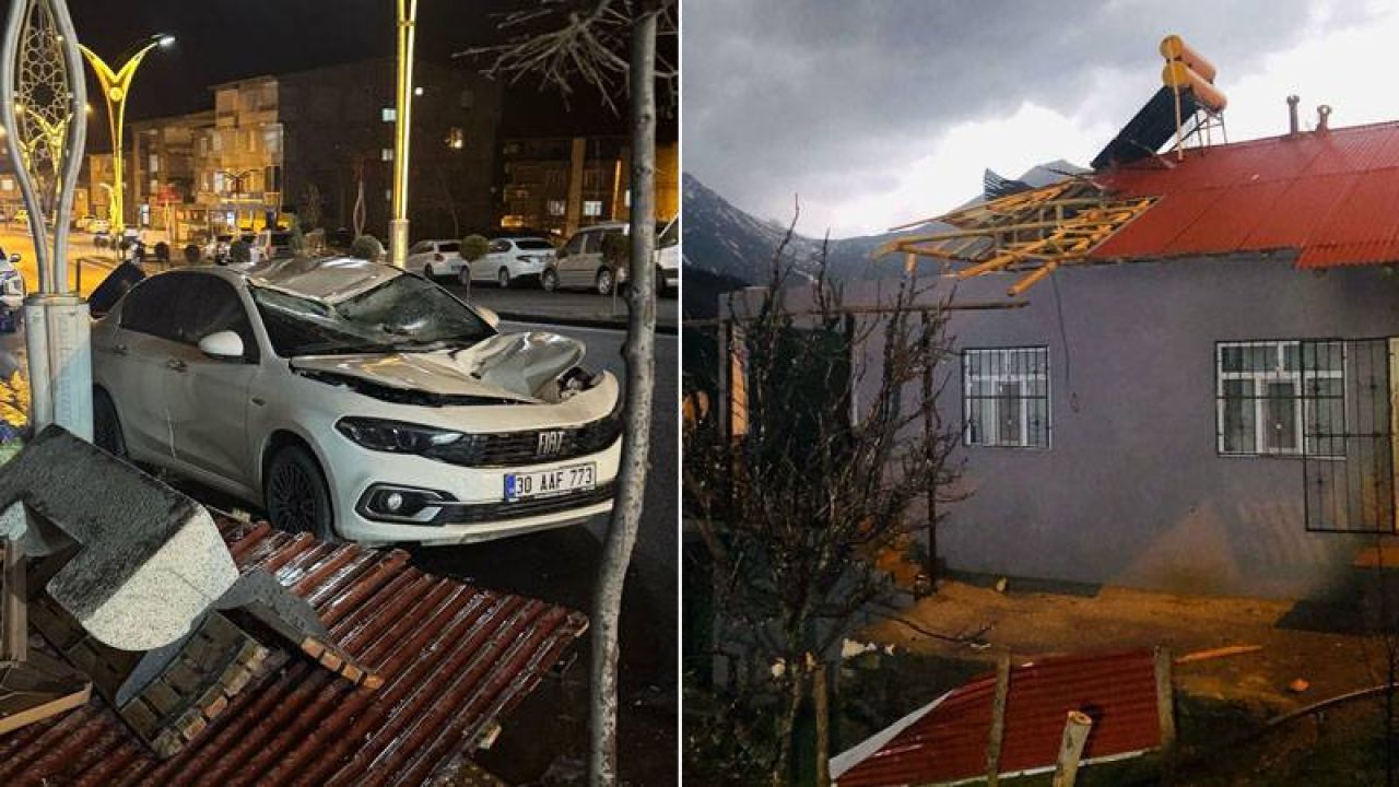 Hakkari'de şiddetli rüzgar hayatı olumsuz etkiledi: Okullar tatil, çatılar uçtu